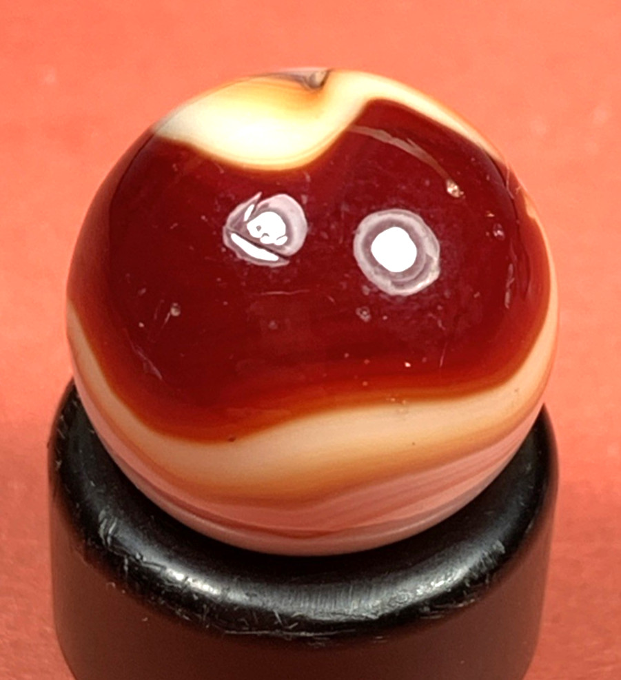 BEAUTIFUL LARGE CANDY APPLE JELLY GLASS PATCH SWIRLED MIB .61″ BOX02/157