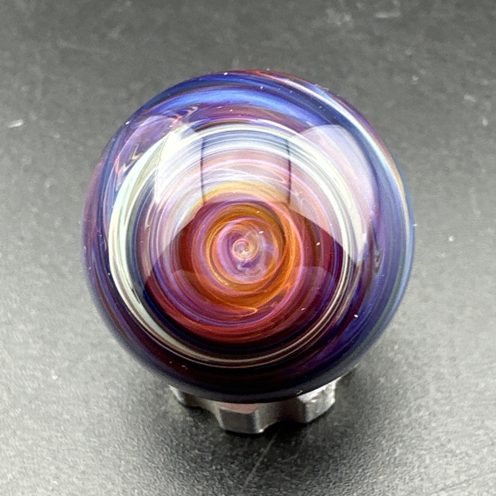 Contemporary Handmade Art Glass Marble .88″ Swirl MIB, Blue & Purple Shades Boro