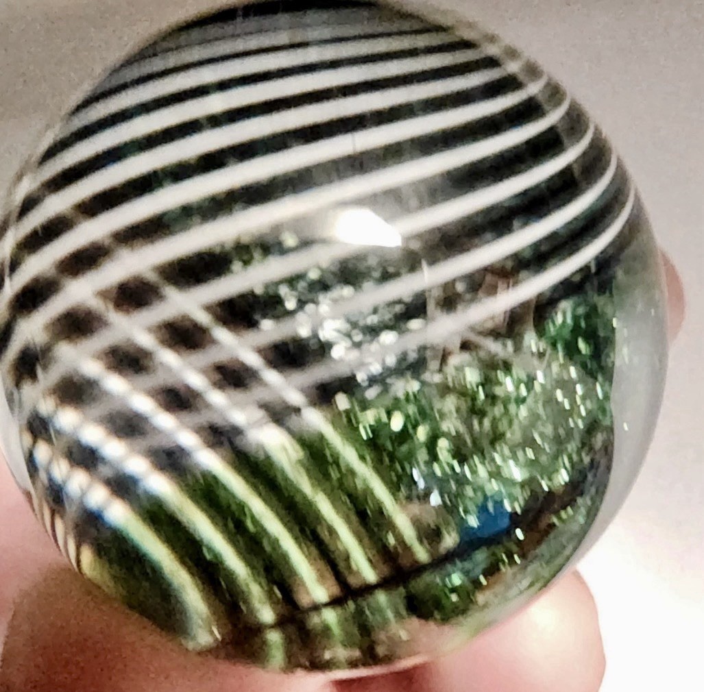 40mm Hot House Glass Signed Dichroic Double Spiral Marble Borosilicate 2015