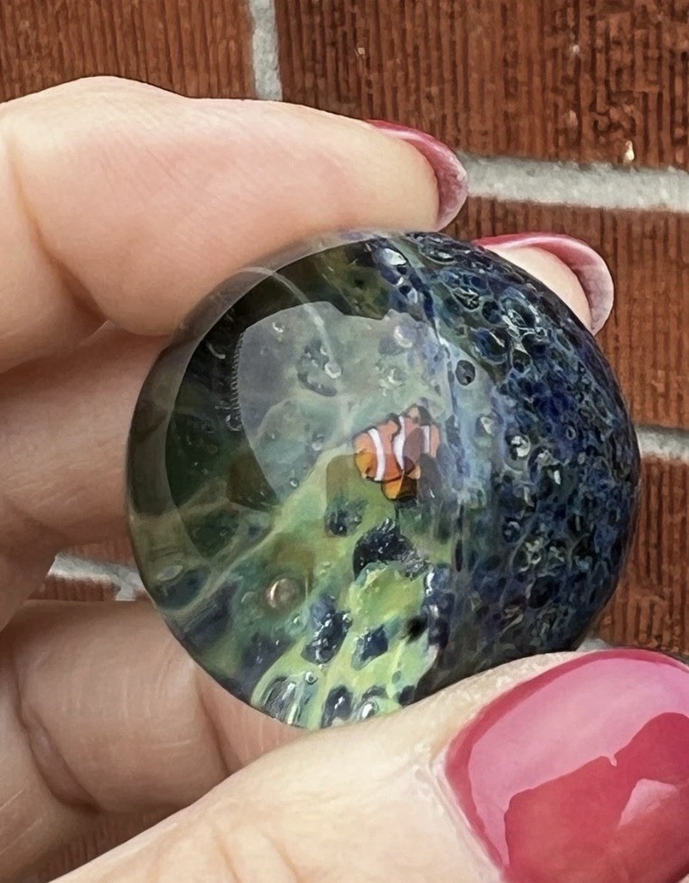 3D Clownfish Glass Marble, 1.2 Inches