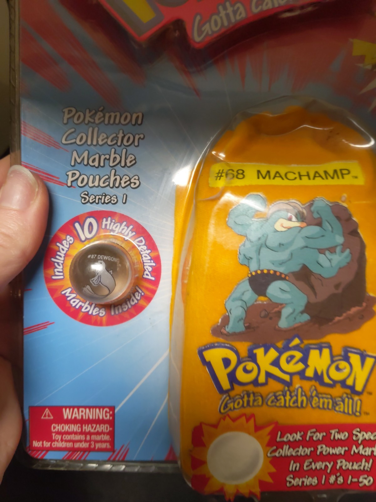 Pokémon Collector Marble Pouches #68 Machamp, Series 1 Yellow Bag, ToyBiz NIB #1