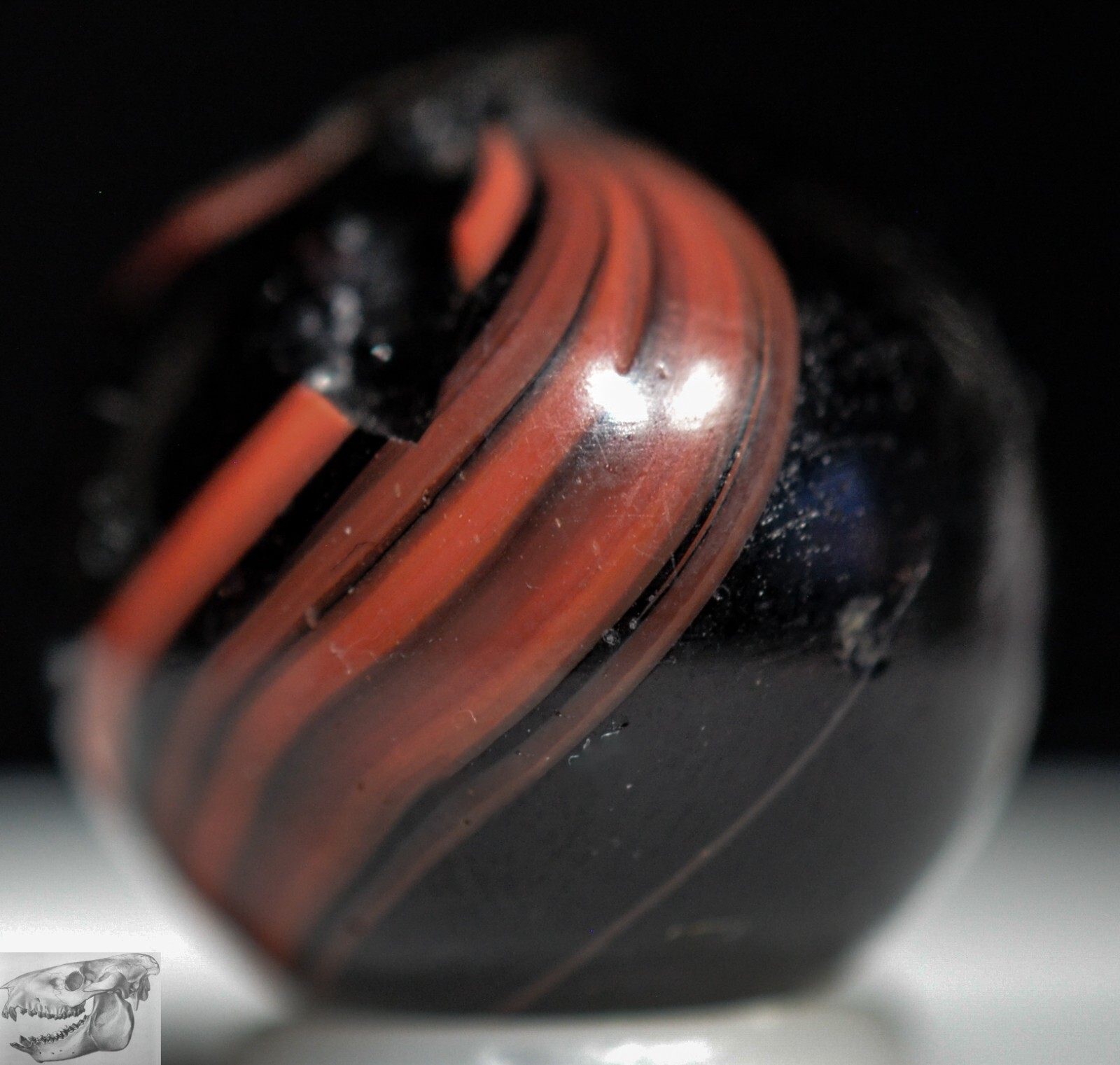 Handmade Indian Marble, Red, 11/16 in, Near Mint, Chip, Germany, 1860-1920 S1103