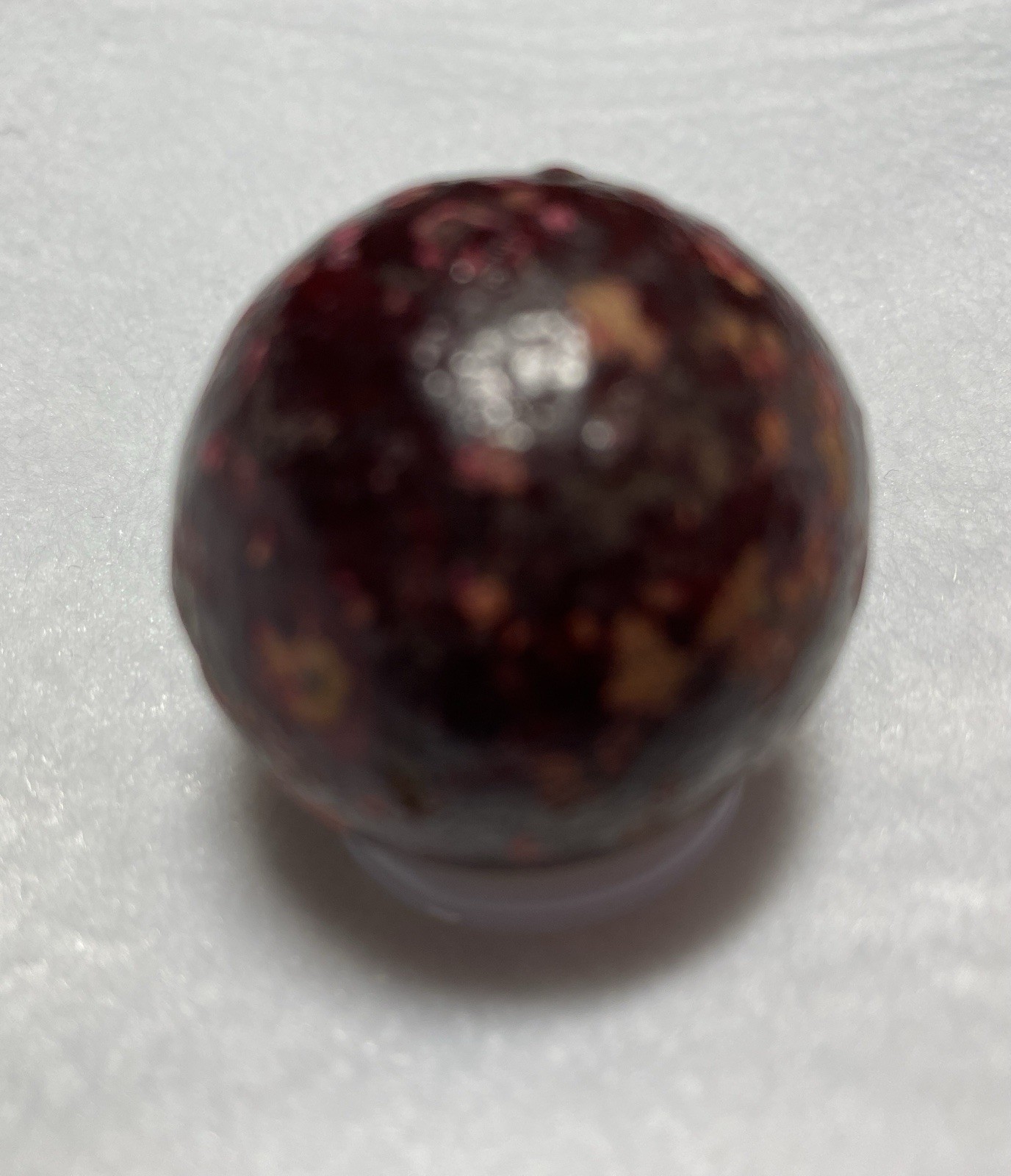 Antique Handmade Fired Clay Marble 1-3/16″ diameter Red Crockery Finish
