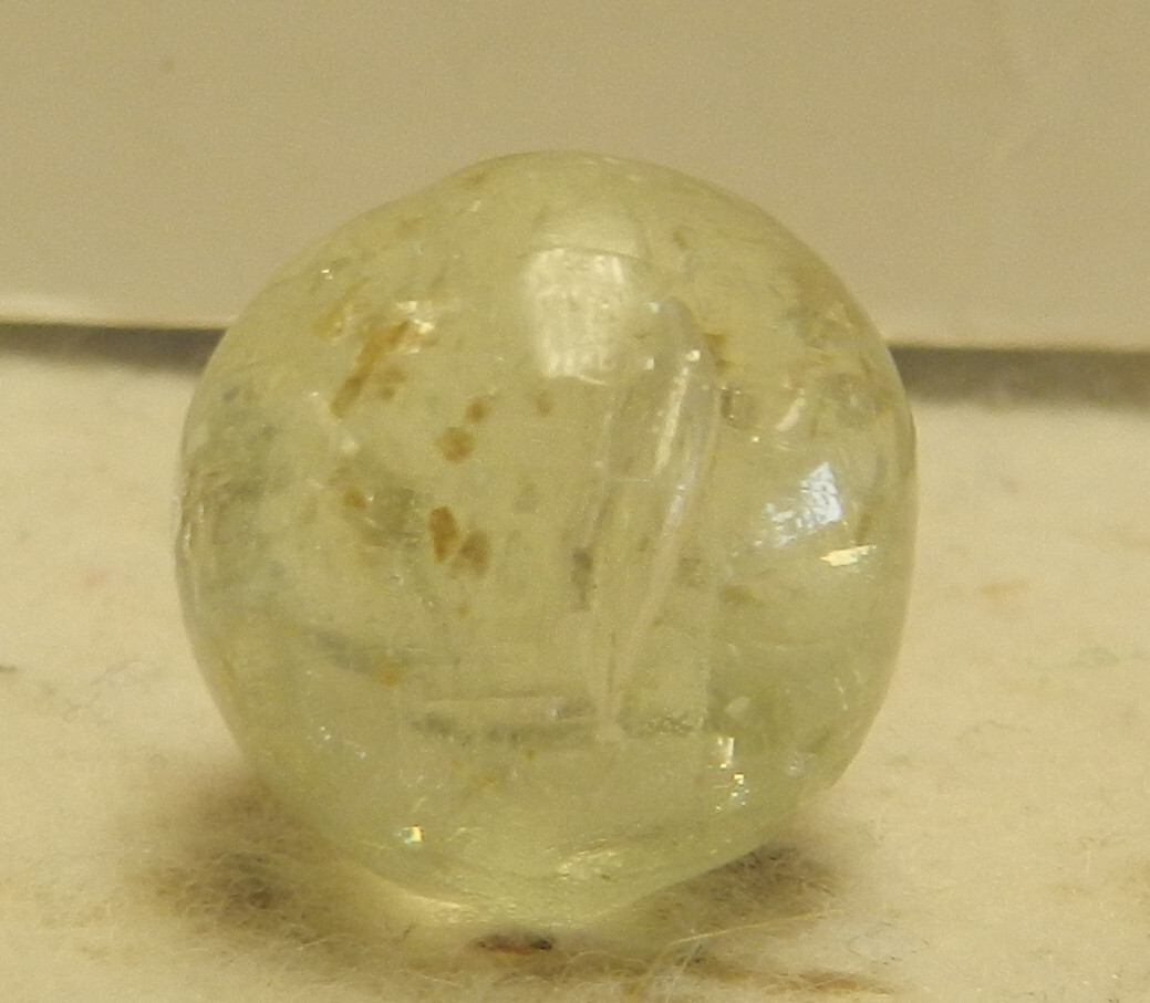 #17798m Vintage German Handmade Clear Glass Mica Marble .70 Inches