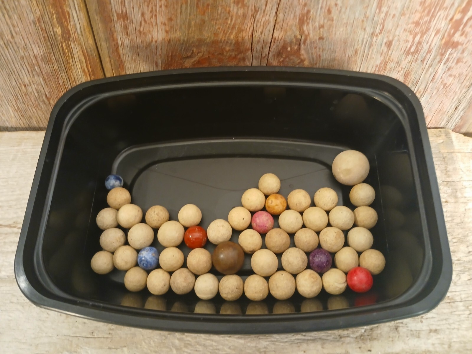 NICE Assortment of 50 Pcs. Handmade Vintage Old Time Clay Marbles