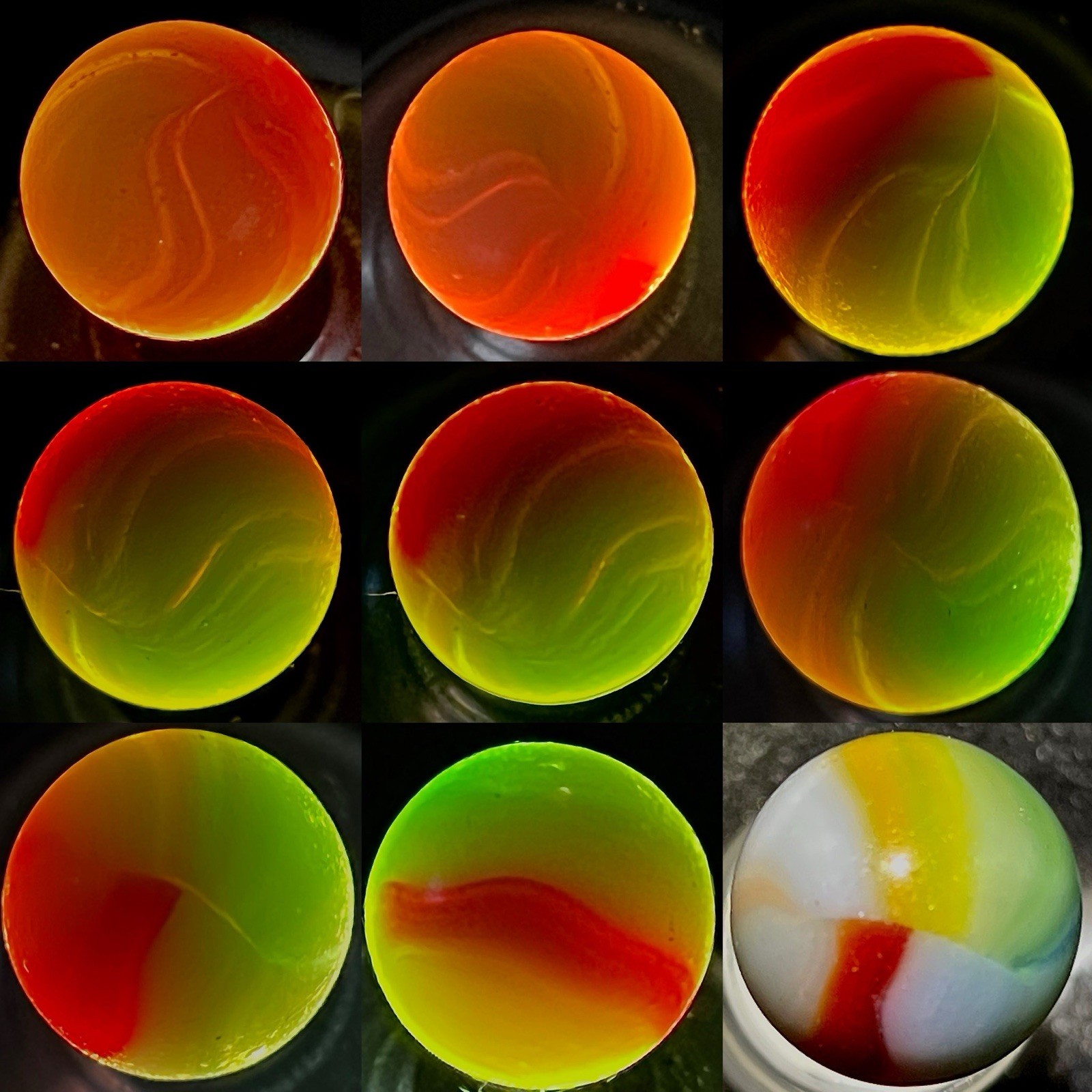 Lot of 3 Vintage Vitro Agate Tri-lite Elite Marbles