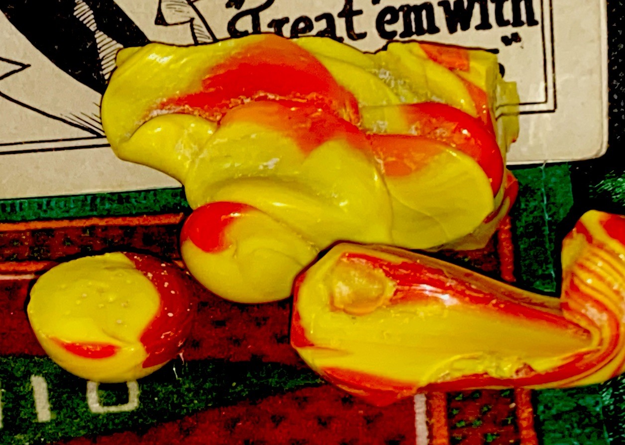 😎3 Vintage Akro“Dug” K & M Pieces Of Cullet W/ A Dug Oddity Clarksburg,WV