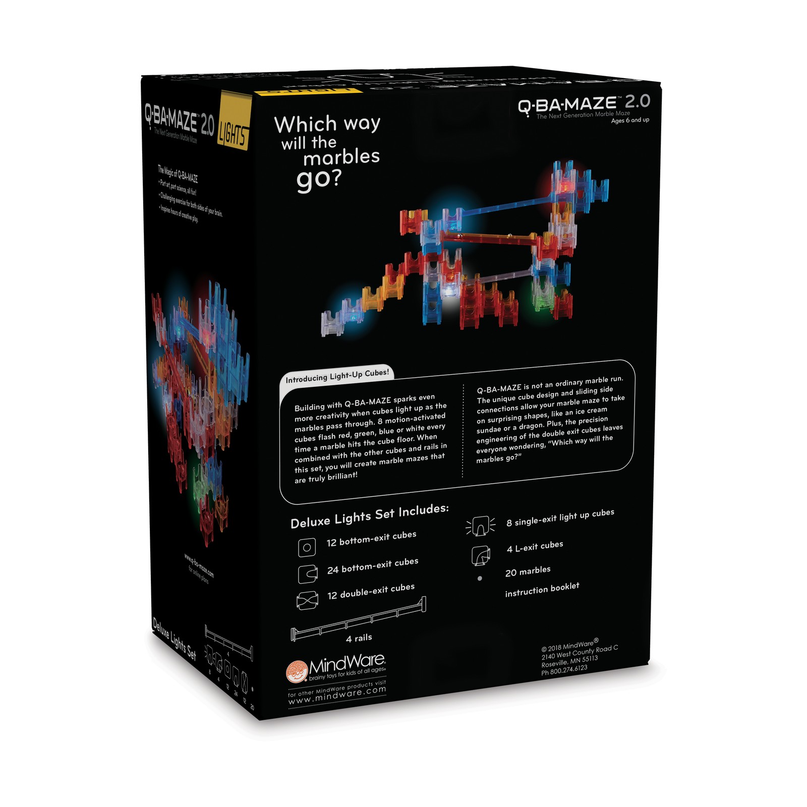 New – MindWare Q-BA-MAZE 2.0 Deluxe Lights Set – Ages 6+ | 1+ players