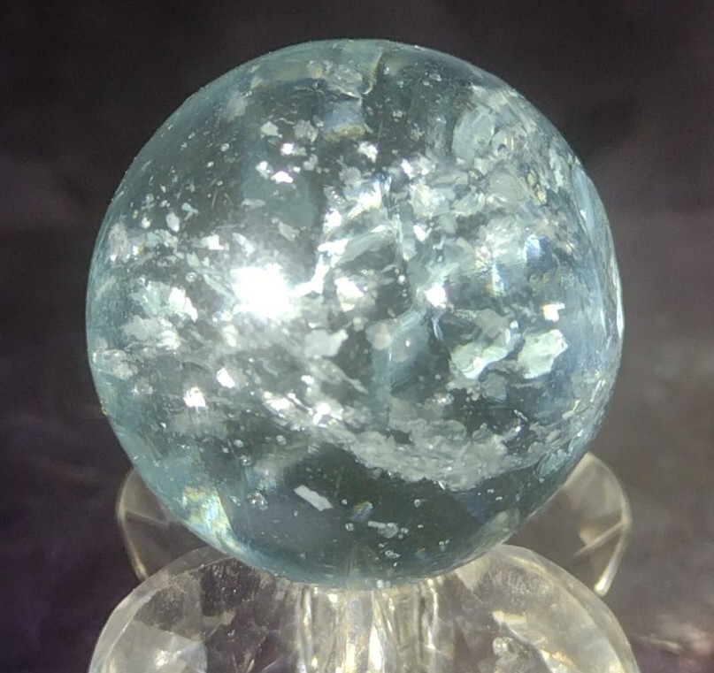 .84″ TWISTED SILVER MICA – RARE VHTF ANTIQUE GERMAN MARBLES-NM