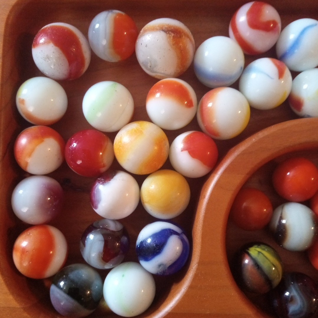 Glass Swirl Cat Eye Antique Clay Pottery Crock Glazed Marble Lot Bennington