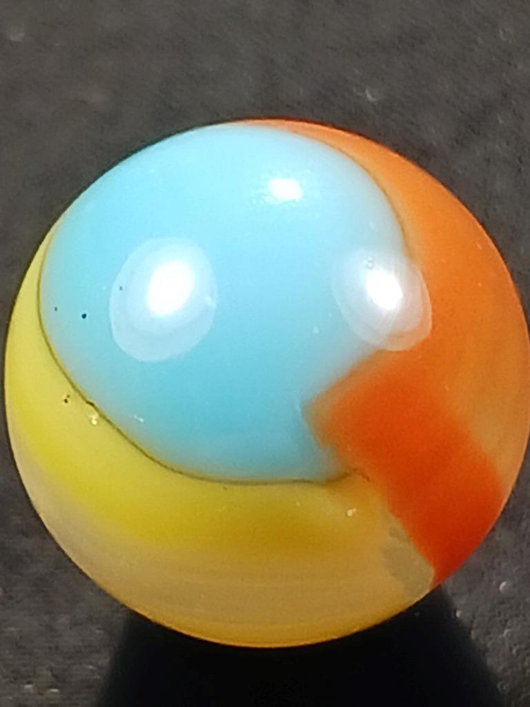 Vitro Agate .55″ Tiger Eye Robin Egg Blue Yellow Near Mint Serious Marble A272