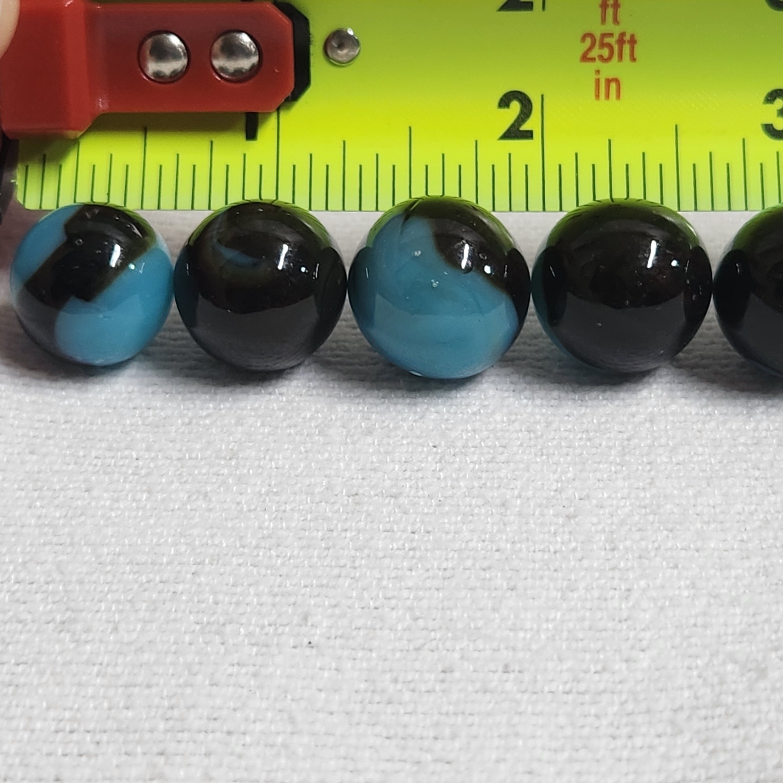 Vintage Dark Brown And Blue Swirl Marbles Lot Of 19