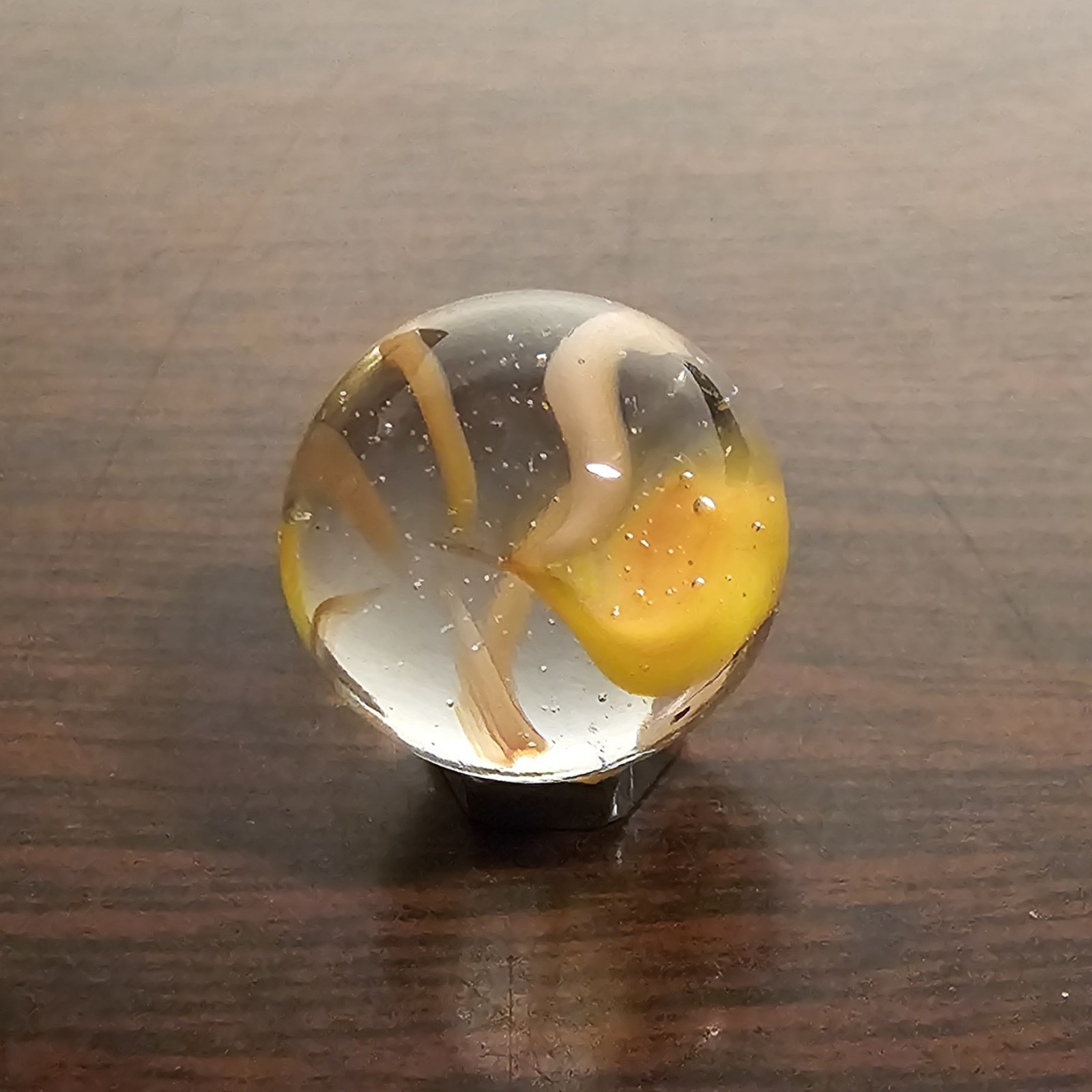 Vintage Vacor Orange Sherbert Spaghetti Ribbon .593″ Glass Marble