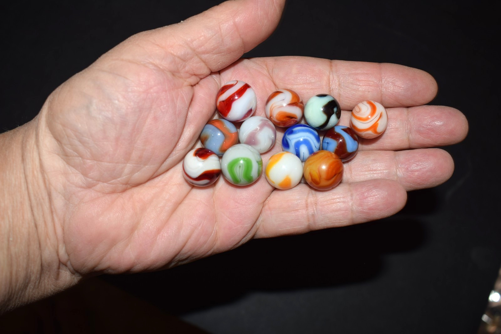 🧐👉Beautiful Lot of 12 Mixed West Virginia Swirls Marbles size .625″ MINT👈🧐