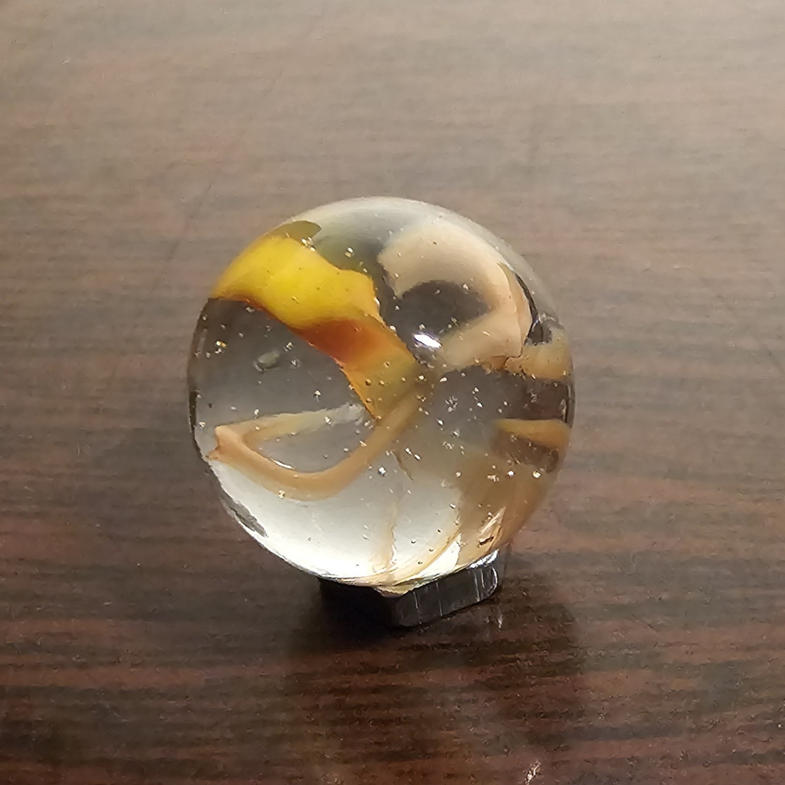 Vintage Vacor Orange Sherbert Spaghetti Ribbon .593″ Glass Marble