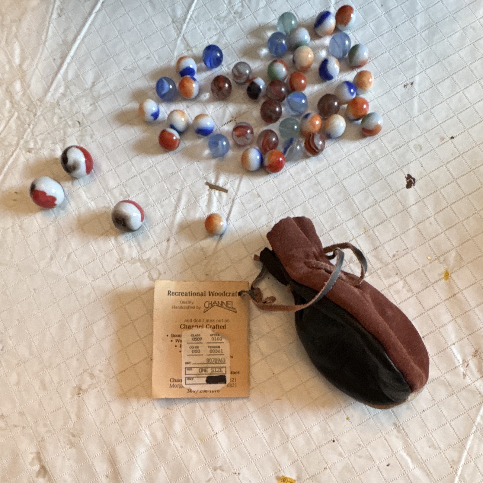 Channel Craft Nostalgic Mixed Lot Machine-Made Glass Marbles w/ Pouch Bag & Tag