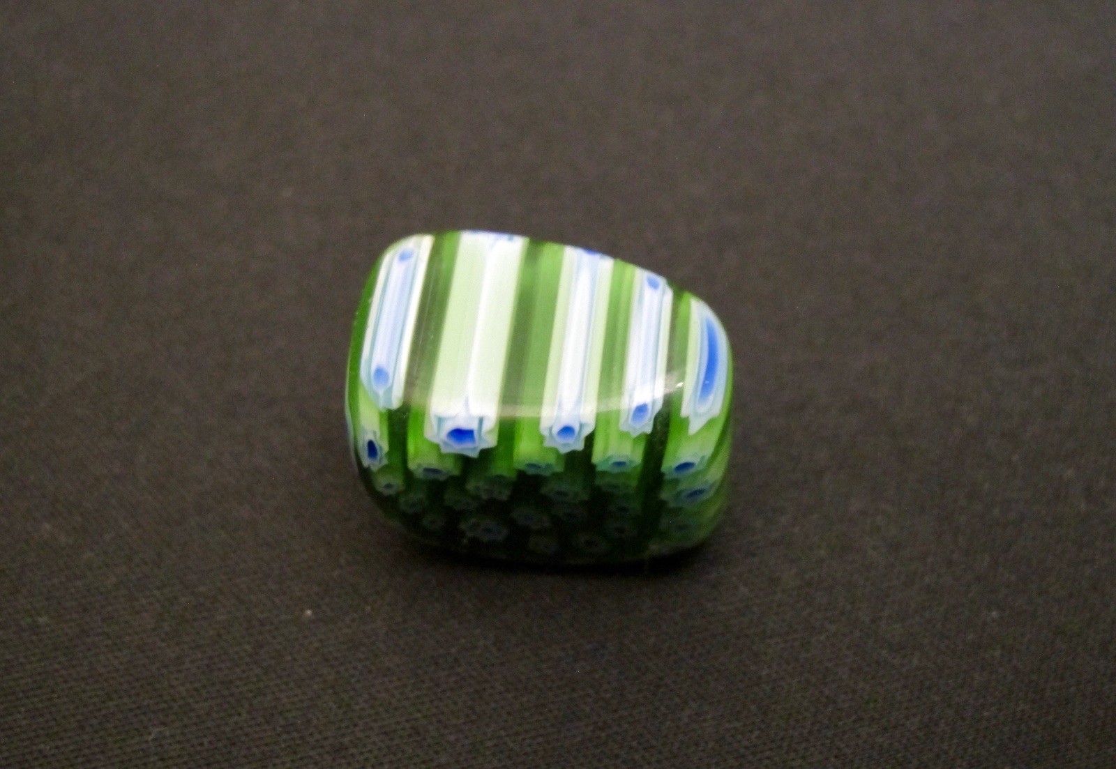 “ITALY”Vtg Murano Millefiori Glass multi-colored floral Bead Green & Blue Pillow