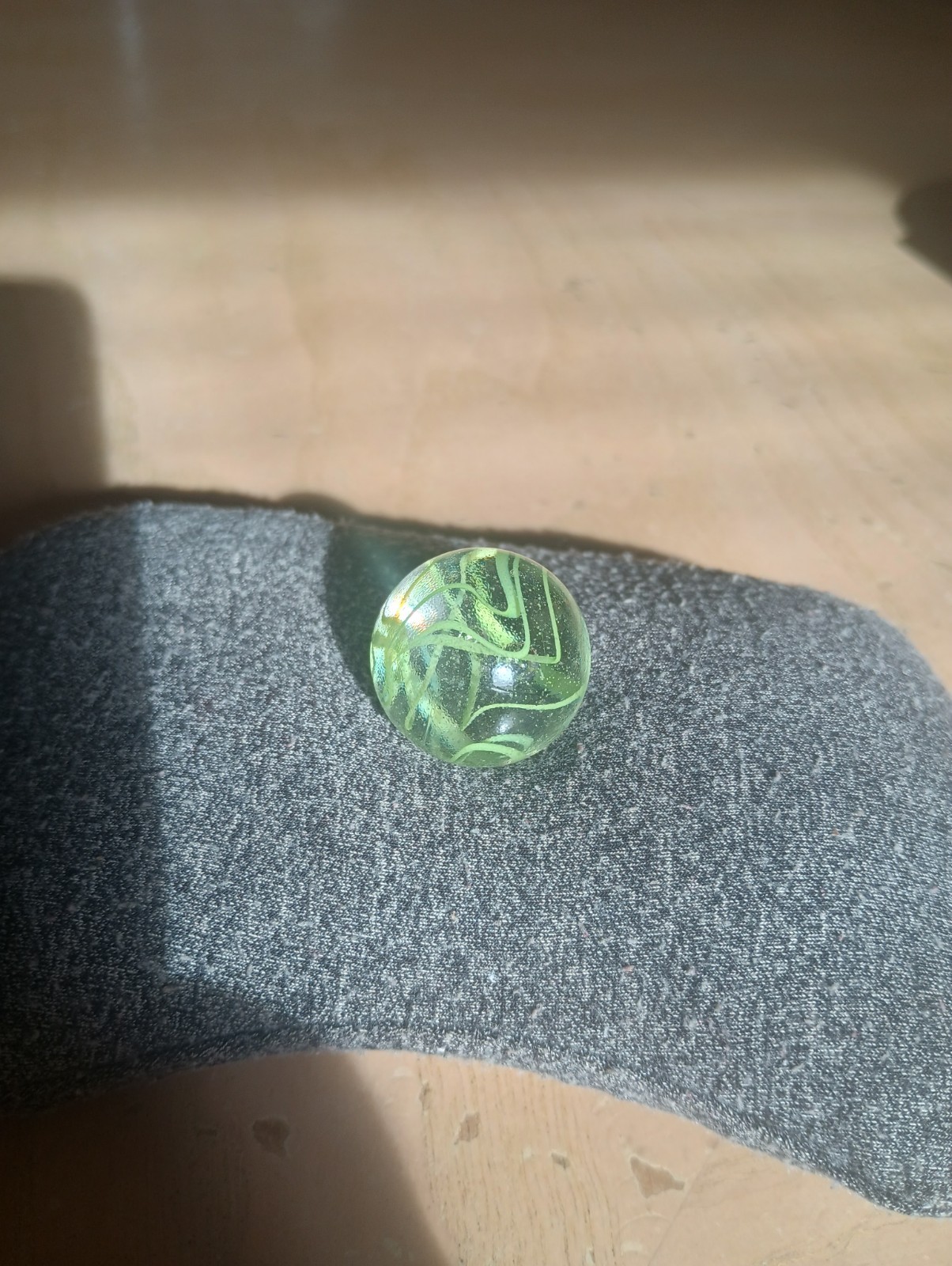 Vintage Hand Blown Art Glass Marble Shooter Swirl Collectible Green Hobby