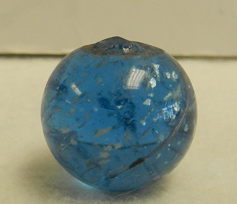 #18332m Vintage German Handmade Blue Glass Mica Marble .68 Inches *Mint*