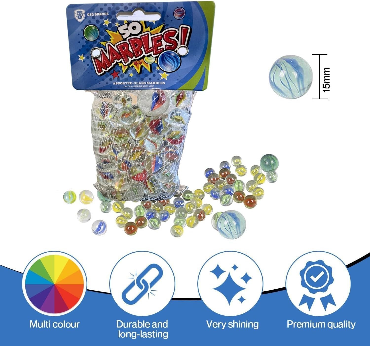 50 Pack Assorted Retro Marbles Fun Toys – Classical Glass Marbles for Kids Games