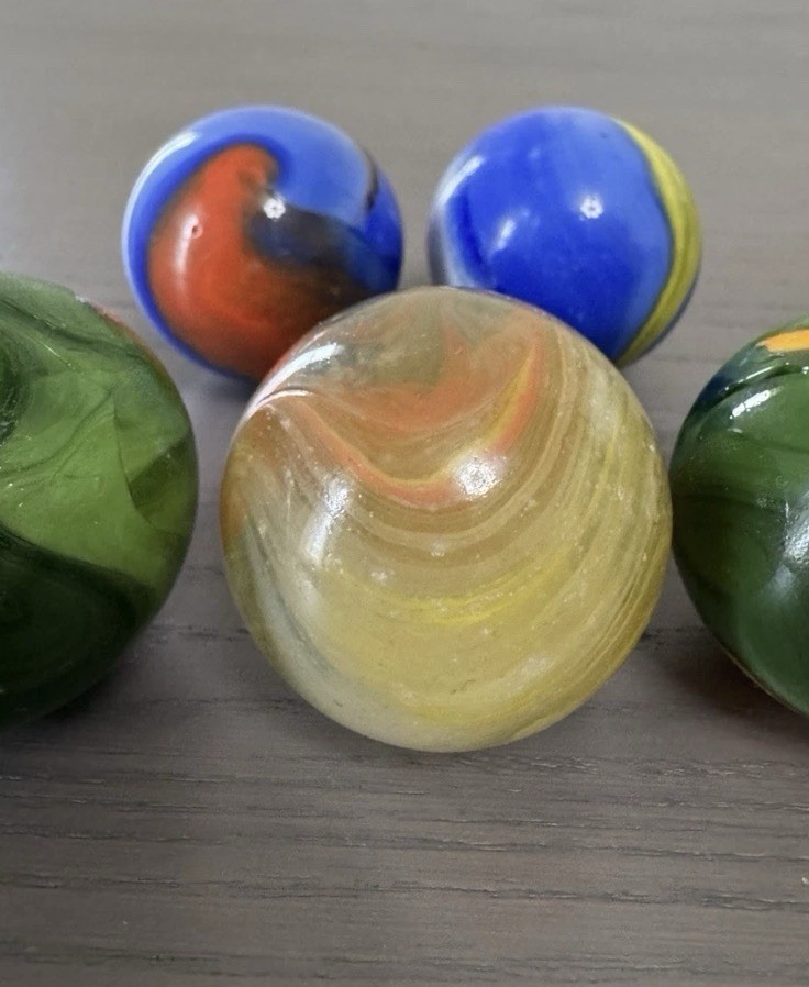 Vintage Marble Lot – 42mm Toebreaker Large Shooter – 5 Total Marbles$75obo
