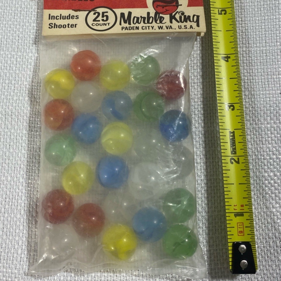 Vintage Marble King Glass Marbles 25 Count Includes Shooter New Sealed USA Made