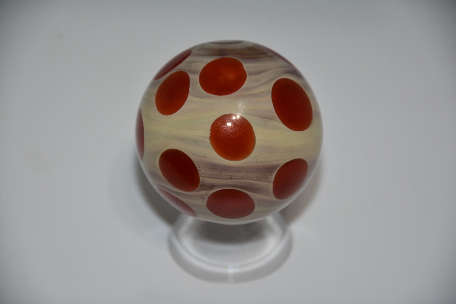 Contemporary art glass handmade borosilicate marble 1.814 inches tall