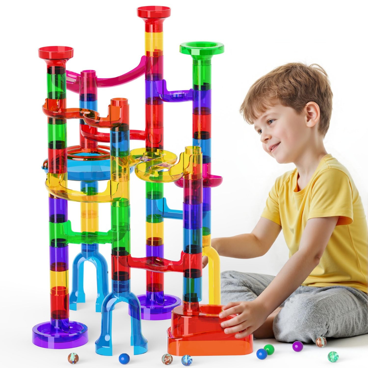 Ifollower Marble Run, 109Pcs Maze 25 cm (W) x 10 (L) x 27 (H)