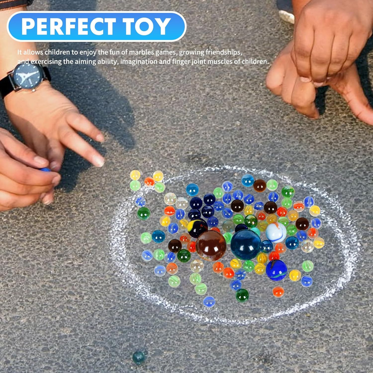 100PCS Glass Marbles, 4 Sizes Assorted Colors for Marbles Games, Perfect for Cra