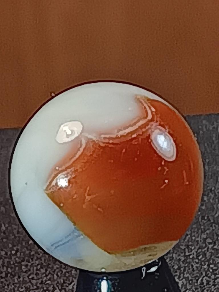 5/8″ Vitro Cherry Red Patch Wispy White on Clear Near Mint Serious Marble B233