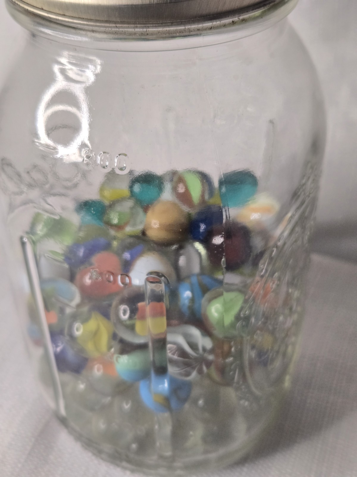 Vintage Marbles Ball Mason Jar LOT MIXED 100+ Marbles GLASS JAR with Lid