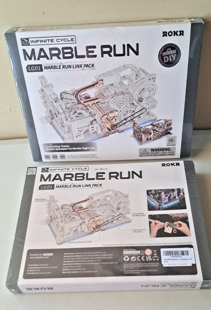 2 Pack ROKR LG01 Marble Run Link Pack Spaceport Night City SEALED