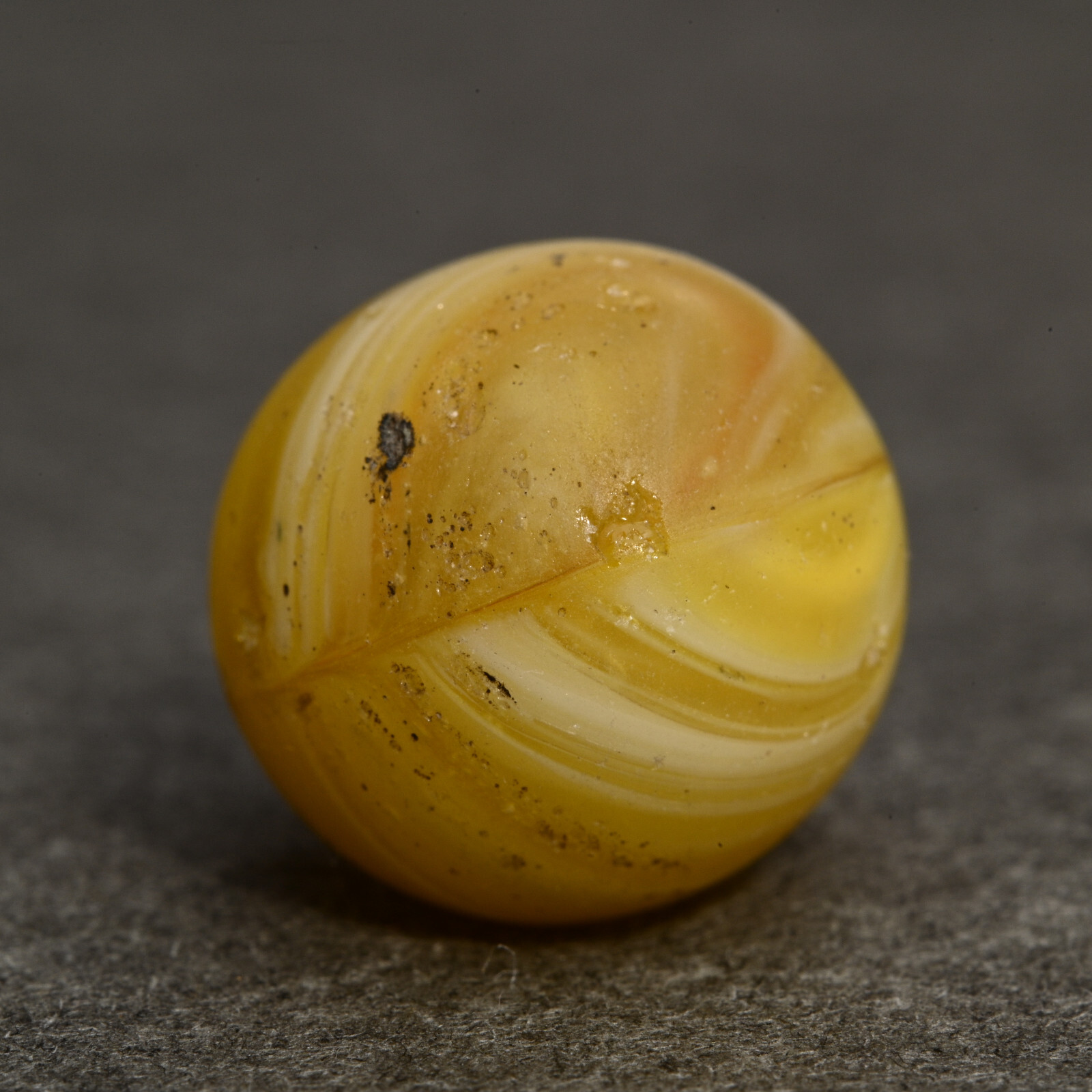 Older Vintage European Czech Bullet Mold Marble Tactile Lemon 13.9mm 17/32”