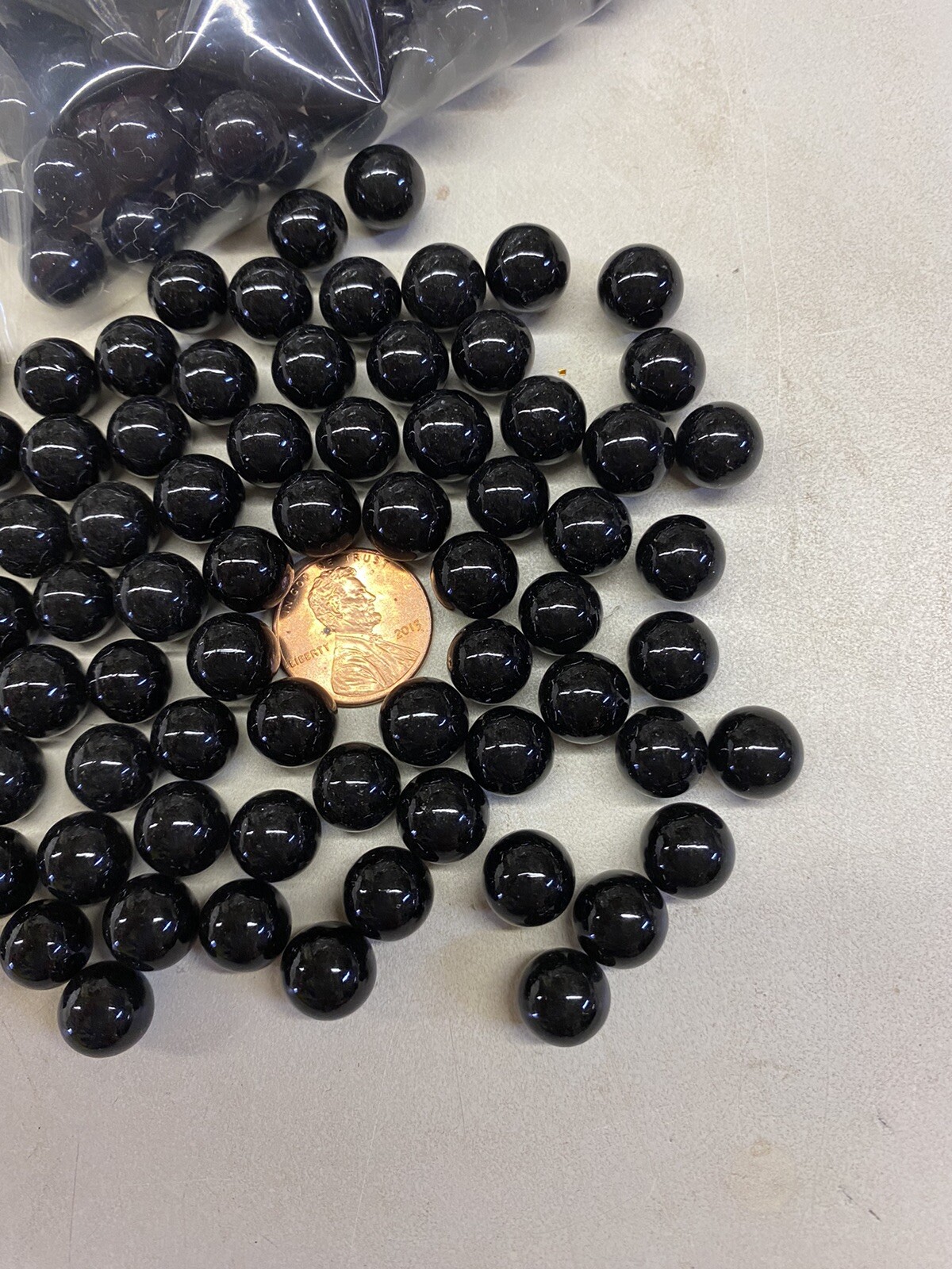 Vintage Small Opaque Black Glass West Virginia Marbles – Approximately 9mm