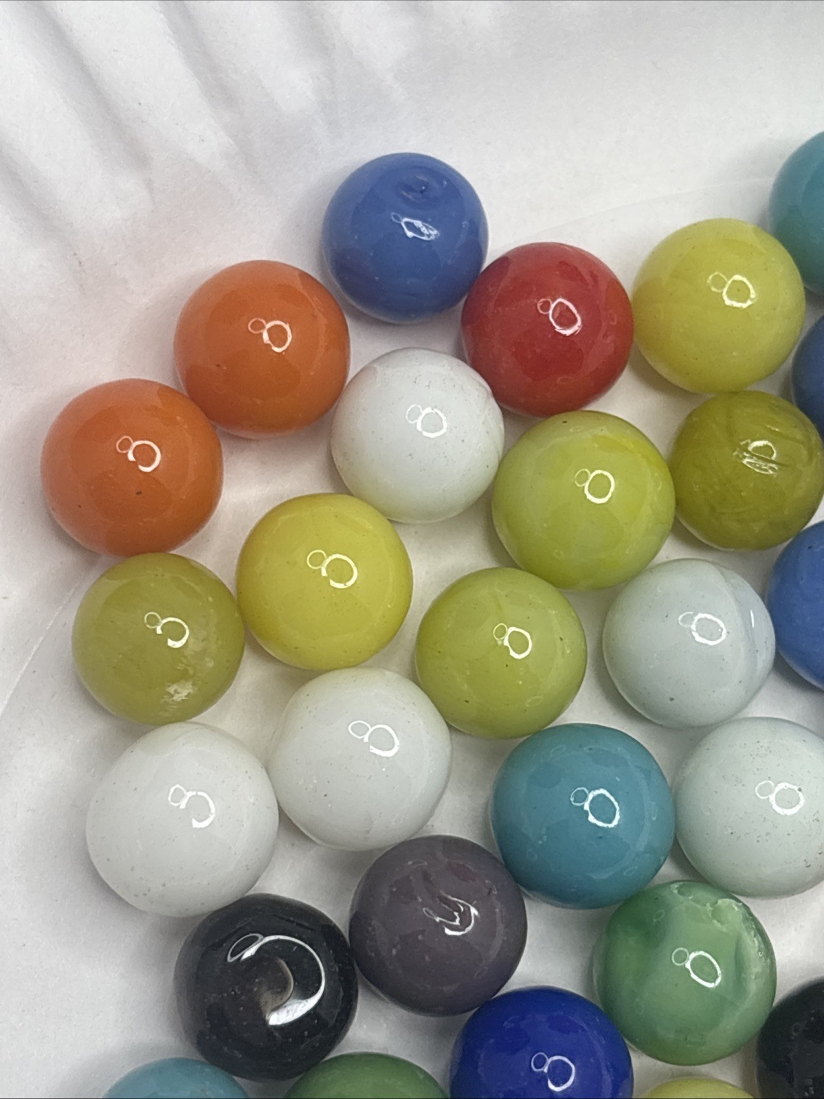 Vintage Bright Color Glass Marbles Lot of 50 Peewee Size GG Some Imperfections