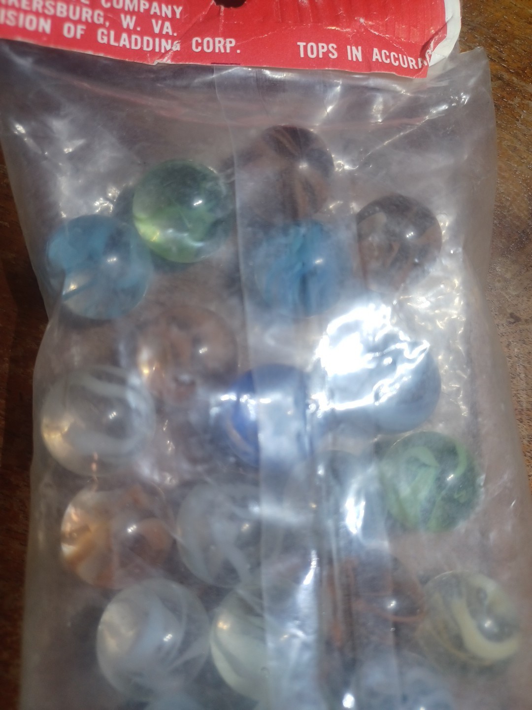 Vintage Sealed Bag Of Gladding- Vitro Cat Eyes Tournament GRADE Marbles 20 Count