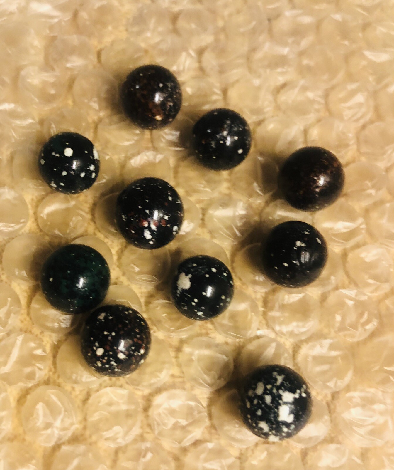10 Small Vintage Speckled Galaxy Glass Marbles