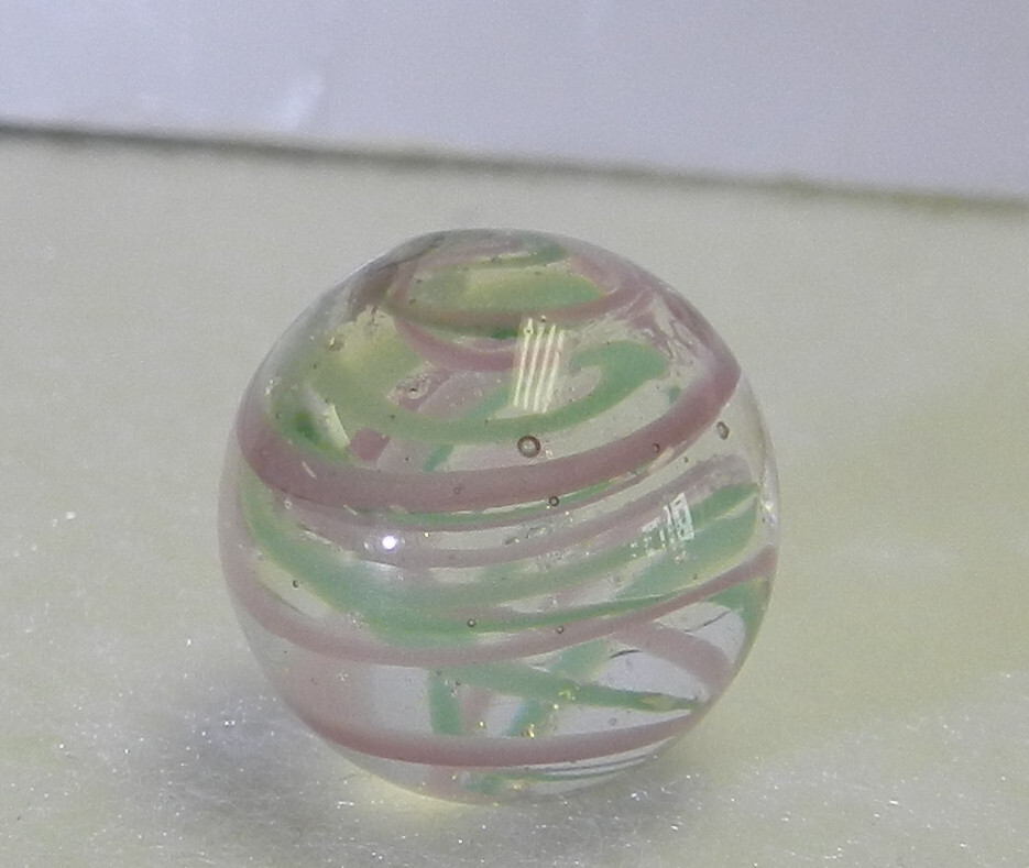 #17548m Tiny .55 Inches Handmade Contemporary Swirl Marble With Mica Mint