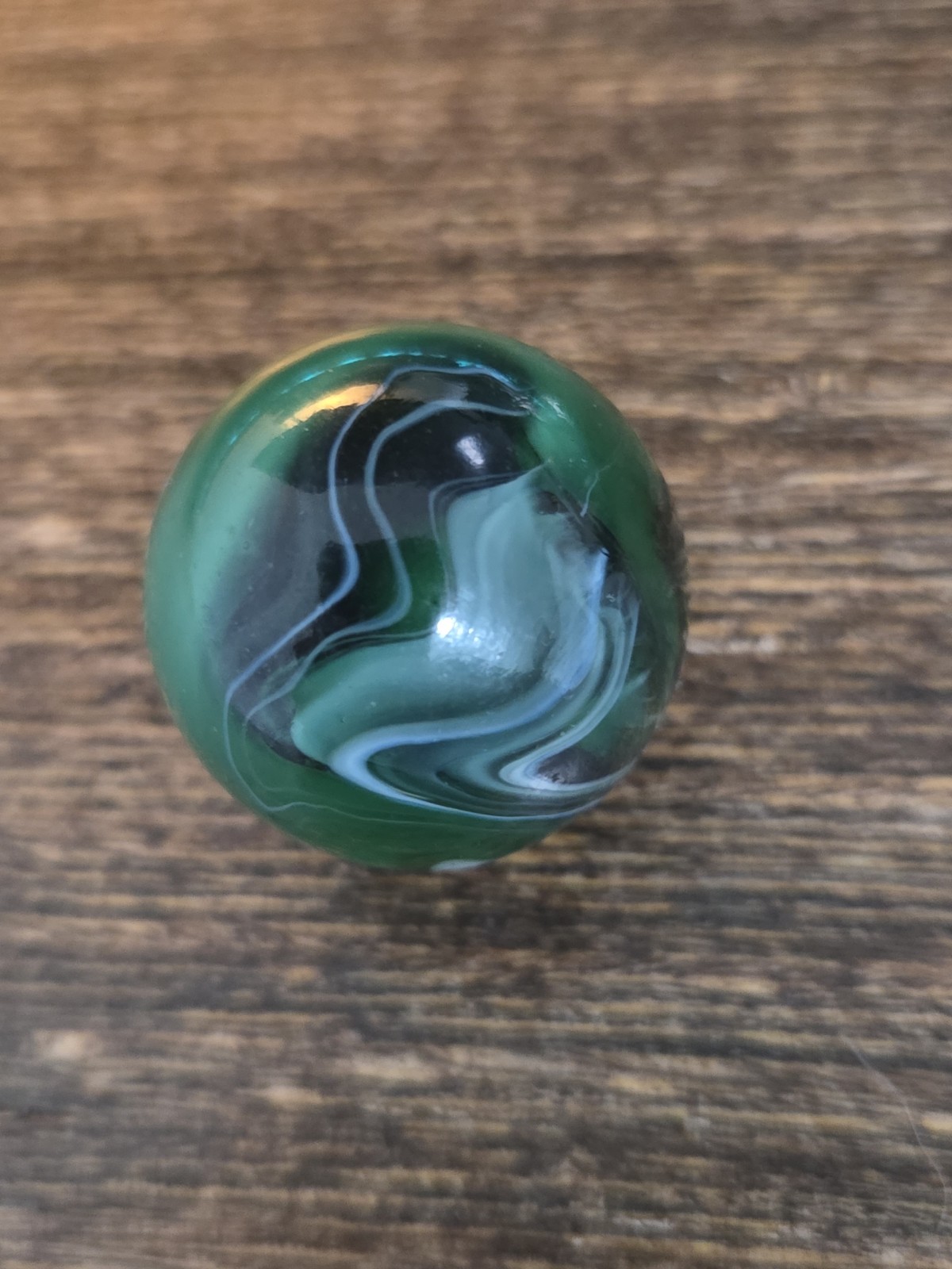 .98″ Vintage Marble – Christensen Agate Shooter White Transparent Green