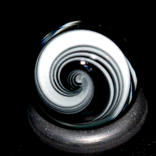 BRYAN TRILLAS GLASS MARBLE/.558″-BLACK & WHITE ZEBRA STUNNER-WORLDWIDE SHIPPING