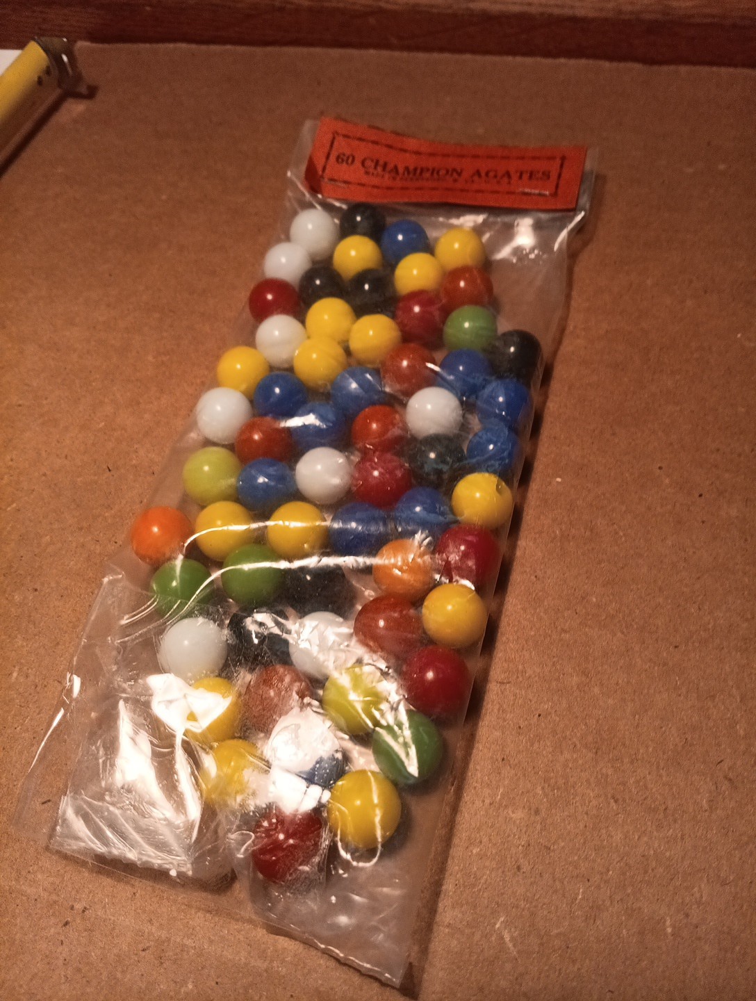 60 Champion Agate Marbles Made In Pennsboro W. Va. USA In Original Bag