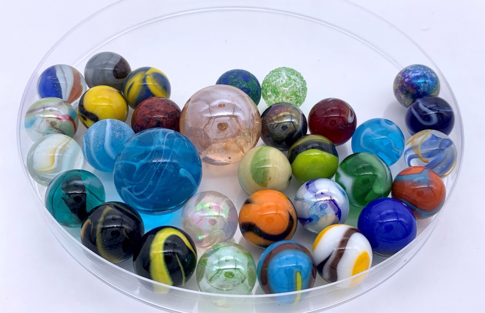 28 Mega Marble Players & Shooters w Pouch as Pictured Value! Vacor Retired #1