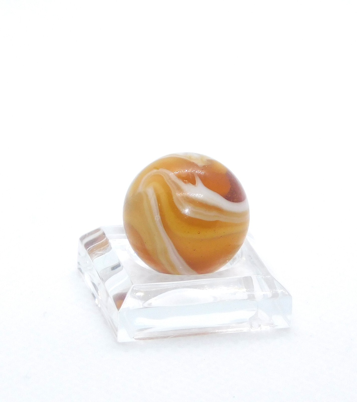 Vintage Glass Marble Amber Slag Transitional Transparent ‘9 & Tail’ 0.62″ 0-121