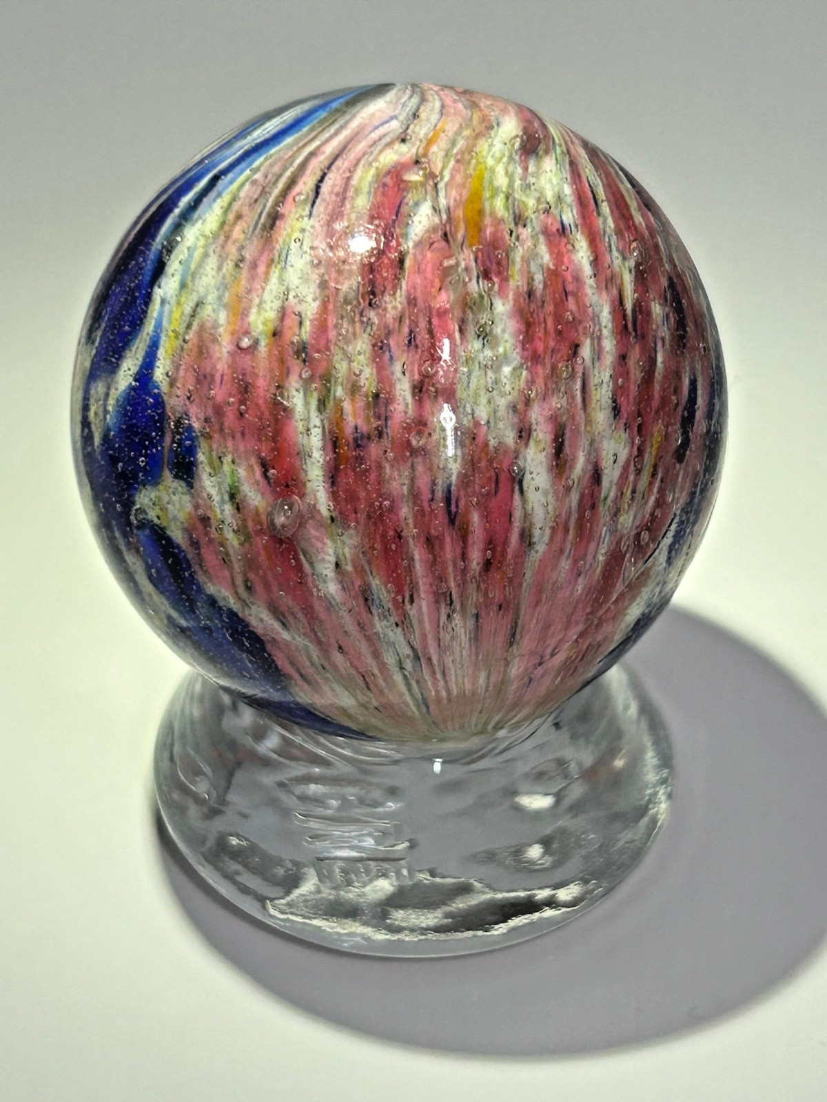 Antique German Handmade 4 Panel “flame” Onionskin Marble 1-25/32″ Mint E3.23