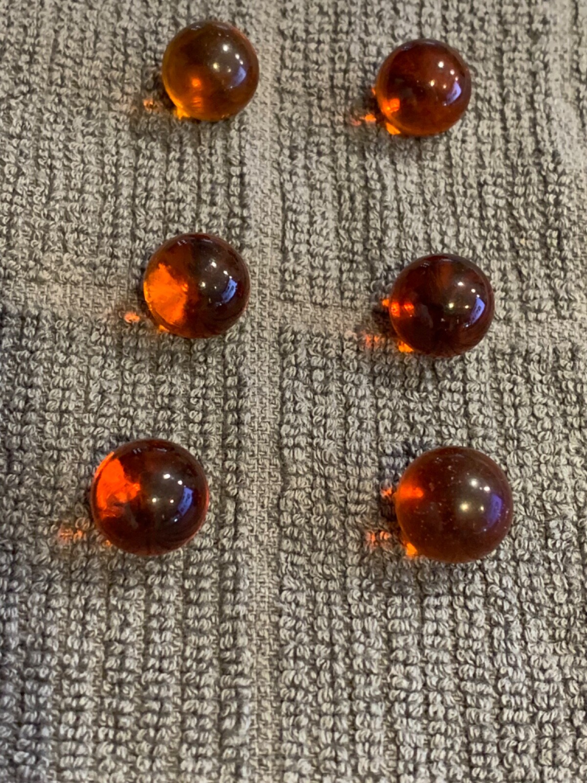 Vaseline Uranium Vintage Glass Marbles, Lot of 6 Glowing Marbles Red Amber
