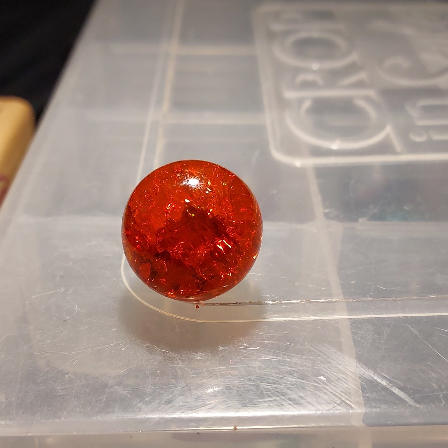 Red/Orange Translucent Glass Toy Marble – Transparent, Single, Ages 17+