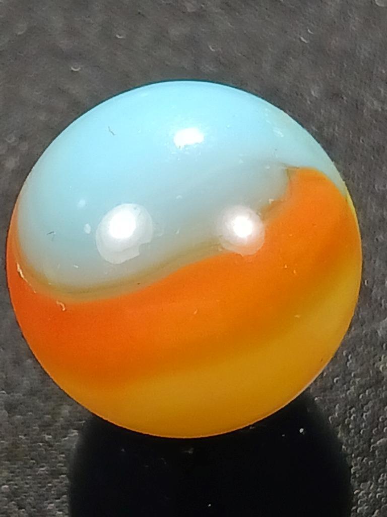 Vitro Agate .55″ Robin Egg Blue Orange Yellow Tiger Eye NM Serious Marble A160