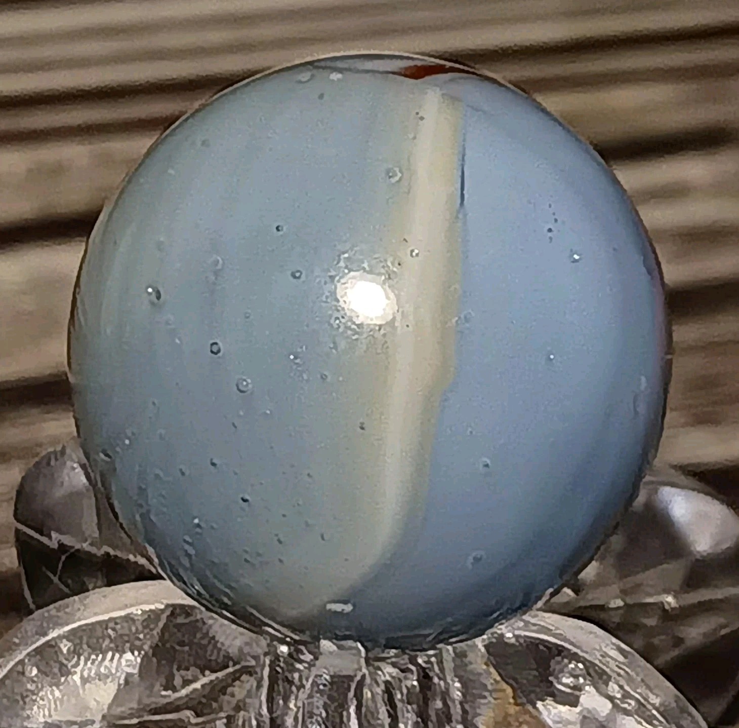 Peltier Glass Rainbo Marble. 5/8″ Mint(-). Kokomo Vibes. Nice Color Combo