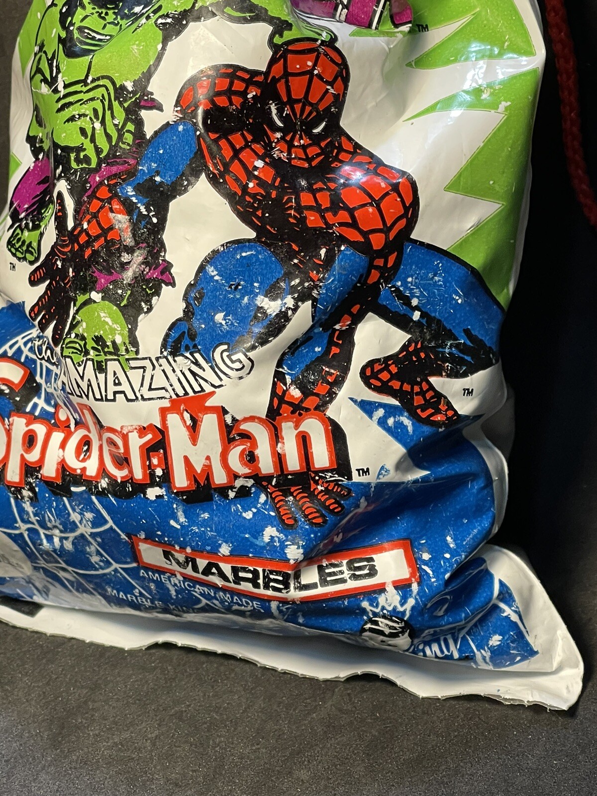 1979 vTg Toy Marbles Marvel Unopened Hulk & Spider-Man Superhero Original String