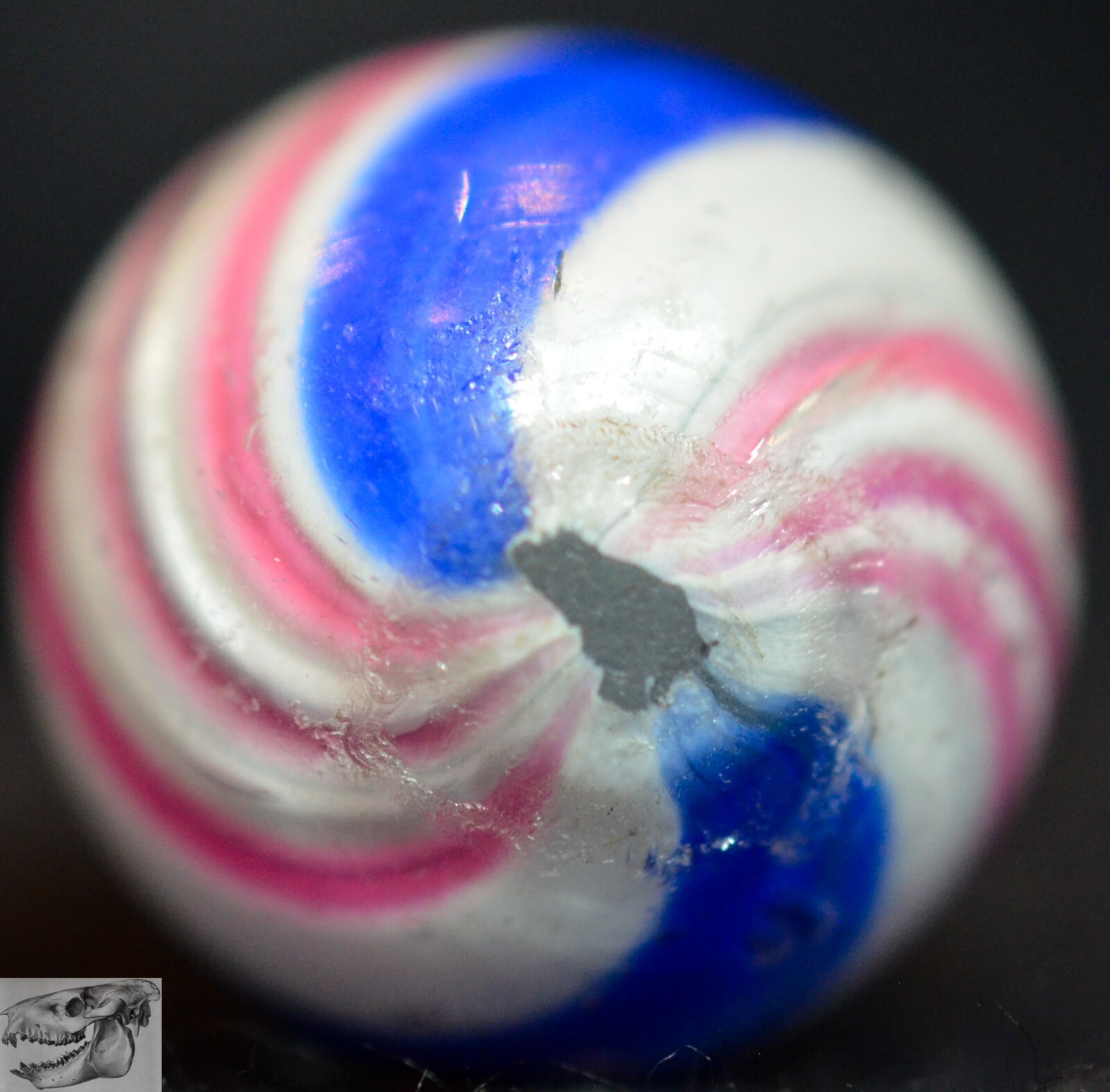Handmade Peppermint Swirl Marble, 11/16 in, Near Mint+, Germany 1860-1920, S1053